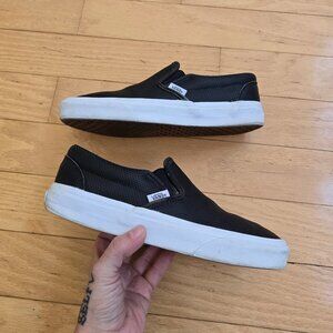 VANS | Classic black perforated leather slip-on sneakers | WMS 7.5